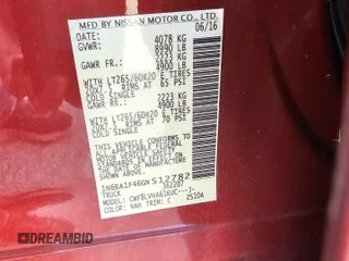 2016 Nissan Titan SL with VIN 1N6BA1F46GN512782, listed as a Copart auction lot 56707315 with 123,503 mi miles and Clean title. Bid and sale history available at DreamBid. Image 10.