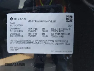 2024 Rivian R1S Adventure with VIN 7PDSGABAXRN034598, listed as a IAAI auction lot 41312180 with 23,615 mi miles. Bid and sale history available at carsss.com. Image 9.