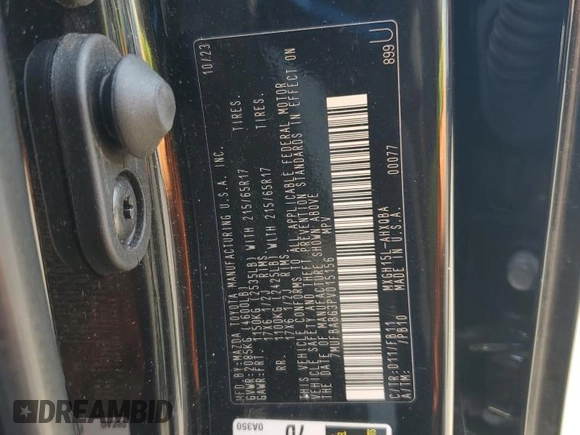 2023 Toyota Corolla Cross Hybrid S с VIN 7MUFBABG3PV015156, выставлен на аукционе Copart как лот 62304275 с пробегом 63 012 миль миль и Списание • Salvage title. История ставок и продаж доступна на DreamBid. Изображение 13.