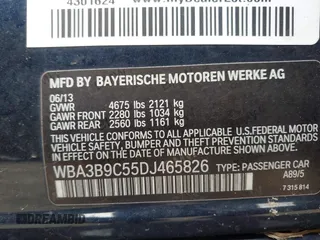 2013 BMW 3 Series 335i xDrive z VIN WBA3B9C55DJ465826, wystawiony jako IAAI lot #42336817 z przebiegiem 81 344 mil mil oraz . Historia ofert i sprzedaży dostępna na DreamBid. Obrazek 9.