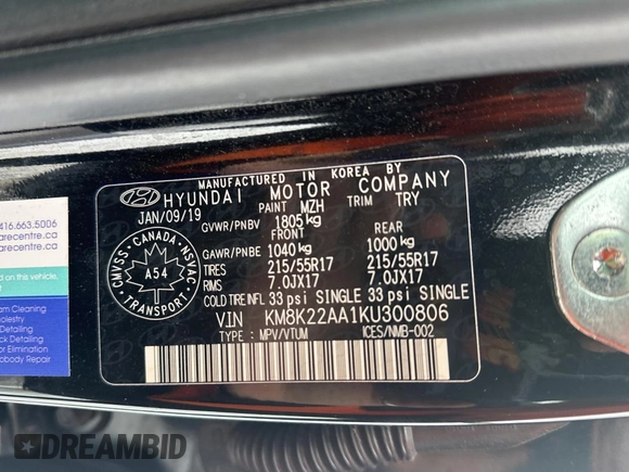 2019 Hyundai Kona SEL with VIN KM8K22AA1KU300806, listed as a Copart auction lot 46755425 with 160,646 mi miles and Clean Title. Bid and sale history available at DreamBid. Image 10.