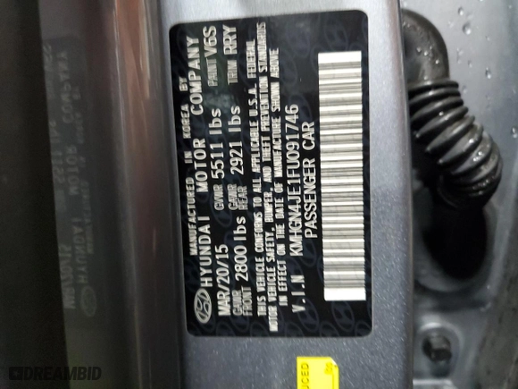 2015 Hyundai Genesis 3.8L with VIN KMHGN4JE1FU091746, listed as a Copart auction lot 75015634 with 90,055 mi miles and Non Repairable. Bid and sale history available at carsss.com. Image 14.