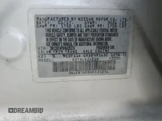2017 Nissan Versa SV with VIN 3N1CN7AP8HK435276, listed as a Copart auction lot 55315955 with 84,854 mi miles and Salvage title. Bid and sale history available at DreamBid. Image 12.