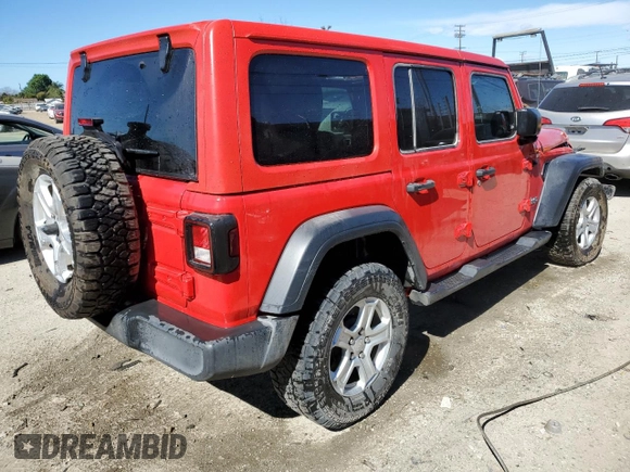 2020 Jeep Wrangler Unlimited Sport S with VIN 1C4HJXDN2LW279810, listed as a Copart auction lot 47481755 with 106,667 mi miles and Salvage title. Bid and sale history available at DreamBid. Image 3.