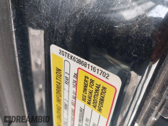2008 GMC Sierra Denali z VIN 2GTEK638681161702, wystawiony jako IAAI lot #42078538 z przebiegiem Nie podano mil oraz . Historia ofert i sprzedaży dostępna na DreamBid. Obrazek 9.