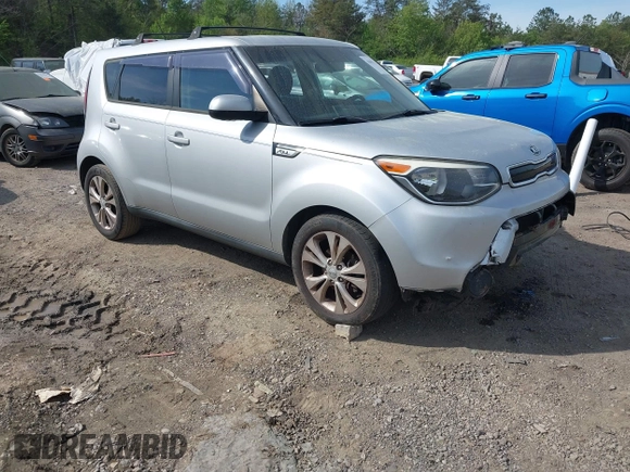 2015 Kia Soul + with VIN KNDJP3A59F7786408, listed as a IAAI auction lot 41891156 with 181,716 mi miles. Bid and sale history available at carsss.com. Image 1.