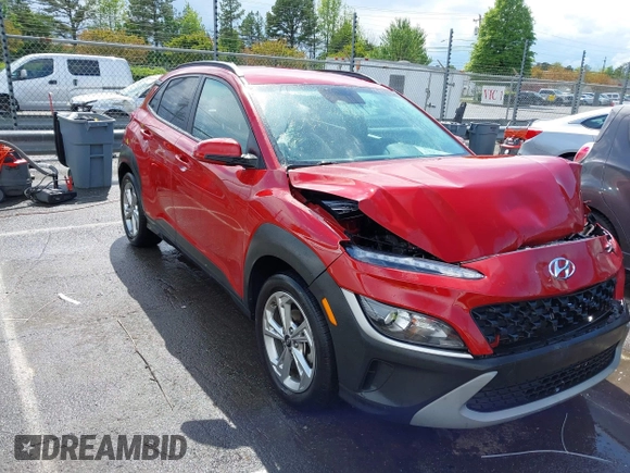 2022 Hyundai Kona SEL with VIN KM8K62AB6NU910444, listed as a IAAI auction lot 42017223 with 40,138 mi miles and . Bid and sale history available at carsss.com. Image 1.