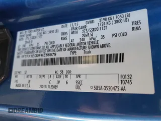 2015 Ford F-150 XLT with VIN 1FTFX1EG0FKE86579, listed as a Copart auction lot 47686495 with Not Provided miles and Salvage Title. Bid and sale history available at carsss.com. Image 12.