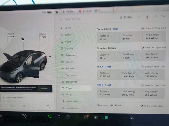 2021 Tesla Model Y Long Range with VIN 5YJYGDEEXMF092901, listed as a IAAI auction lot 42164866 with 61,240 mi miles and . Bid and sale history available at carsss.com. Image 7.
