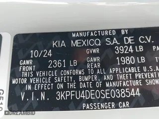 2025 Kia K4 EX with VIN 3KPFU4DE0SE038544, listed as a IAAI auction lot 41305887 with 1,729 mi miles. Bid and sale history available at carsss.com. Image 9.