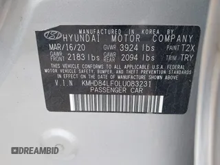 2020 Hyundai Elantra Value Edition z VIN KMHD84LF0LU083231, wystawiony jako IAAI lot #42389540 z przebiegiem 14 338 mil mil oraz . Historia ofert i sprzedaży dostępna na DreamBid. Obrazek 9.
