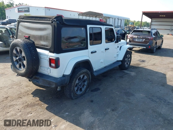 2018 Jeep Wrangler Unlimited Sahara z VIN 1C4HJXEG3JW175226, wystawiony jako IAAI lot #42307456 z przebiegiem 72 875 mil mil oraz . Historia ofert i sprzedaży dostępna na DreamBid. Obrazek 4.
