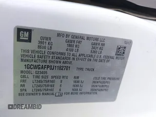 2018 Chevrolet Express Cargo Van with VIN 1GCWGAFP0J1182701, listed as a IAAI auction lot 42014825 with 206,702 mi miles. Bid and sale history available at carsss.com. Image 9.