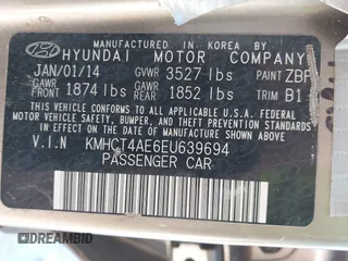 2014 Hyundai Accent GLS with VIN KMHCT4AE6EU639694, listed as a IAAI auction lot 41674605 with 101,549 mi miles and . Bid and sale history available at carsss.com. Image 9.