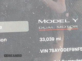 2022 Tesla Model Y Performance with VIN 7SAYGDEF9NF544205, listed as a IAAI auction lot 41825453 with 33,039 mi miles and . Bid and sale history available at DreamBid. Image 15.