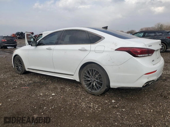 2018 Genesis G80 Sport with VIN KMHGN4JB7JU241681, listed as a Copart auction lot 49821055 with 99,833 mi miles and Salvage title. Bid and sale history available at DreamBid. Image 2.