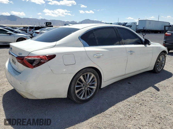 2021 Infiniti Q50 Luxe z VIN JN1EV7BPXMM702581, wystawiony jako Copart lot #55493965 z przebiegiem 109 444 mil mil oraz Szkoda całkowita • Salvage title. Historia ofert i sprzedaży dostępna na DreamBid. Obrazek 3.