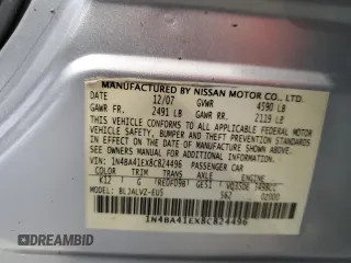 2008 Nissan Maxima 3.5 SE with VIN 1N4BA41EX8C824496, listed as a Copart auction lot 73806334 with Not Provided miles and Non Repairable. Bid and sale history available at carsss.com. Image 14.
