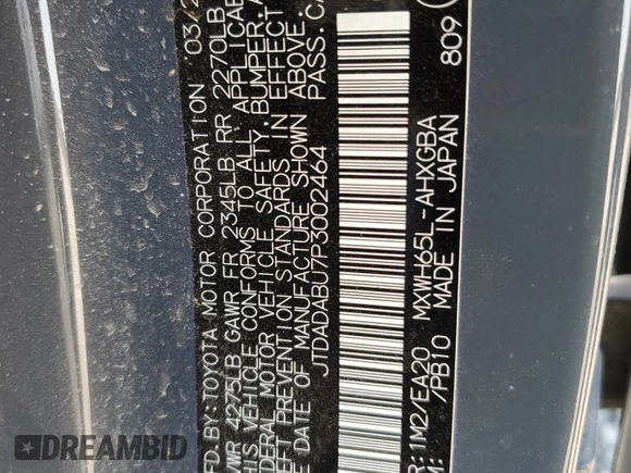 2023 Toyota Prius LE z VIN JTDADABU7P3002464, wystawiony jako Copart lot #52369955 z przebiegiem 39 772 mil mil oraz Szkoda całkowita • Salvage title. Historia ofert i sprzedaży dostępna na DreamBid. Obrazek 13.