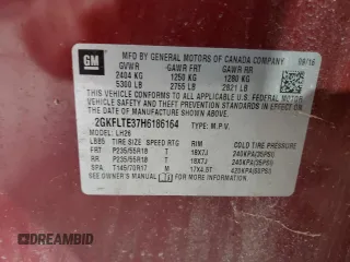 2017 GMC Terrain SLE with VIN 2GKFLTE37H6186164, listed as a Copart auction lot 47924765 with 56,129 mi miles and Salvage Title. Bid and sale history available at carsss.com. Image 13.