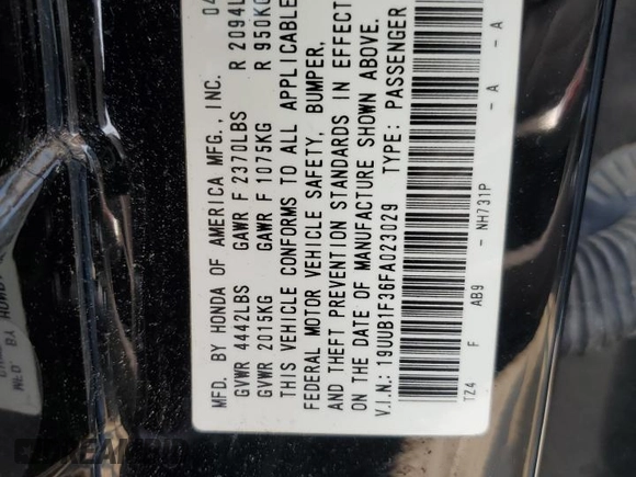 2015 Acura TLX with VIN 19UUB1F36FA023029, listed as a Copart auction lot 58912725 with 96,677 mi miles and Salvage title. Bid and sale history available at DreamBid. Image 12.
