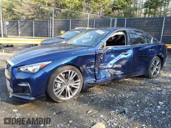 2018 Infiniti Q50 Luxe z VIN JN1EV7AP2JM356815, wystawiony jako Copart lot #51266755 z przebiegiem 70 384 mil mil oraz Szkoda całkowita • Salvage title. Historia ofert i sprzedaży dostępna na DreamBid. Obrazek 1.