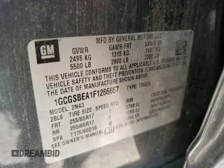 2015 Chevrolet Colorado 2WD LT with VIN 1GCGSBEA1F1266667, listed as a Copart auction lot 68308844 with 0 mi miles and Salvage Title. Bid and sale history available at carsss.com. Image 12.