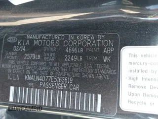 2014 Kia Cadenza Premium with VIN KNALN4D77E5163619, listed as a IAAI auction lot 40759426 with 154,368 mi miles. Bid and sale history available at carsss.com. Image 9.