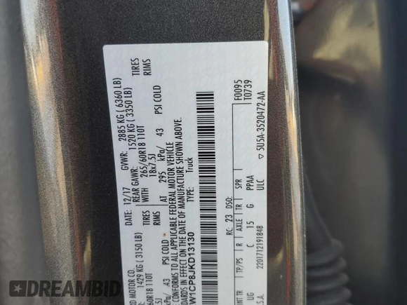 2018 Ford F-150 XL с VIN 1FTEW1CP8JKD13130, выставлен на аукционе Copart как лот 47480445 с пробегом 166 781 миль миль и Списание • Salvage title. История ставок и продаж доступна на DreamBid. Изображение 12.
