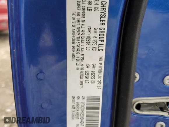 2012 Dodge Charger SXT with VIN 2C3CDXHG2CH244247, listed as a Copart auction lot 48321705 with 144,488 mi miles and Salvage Title. Bid and sale history available at DreamBid. Image 12.