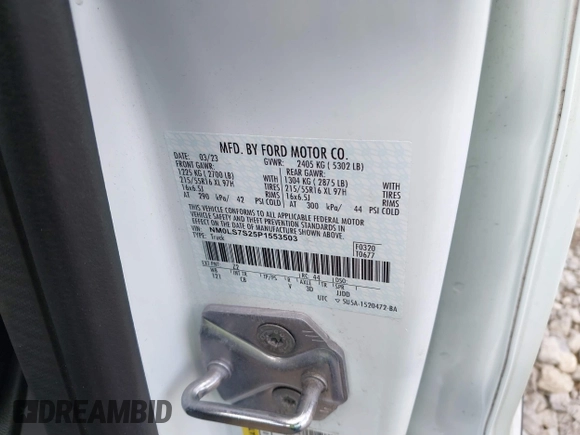 2023 Ford Transit Connect XL with VIN NM0LS7S25P1553503, listed as a IAAI auction lot 42525058 with 25,249 mi miles and . Bid and sale history available at DreamBid. Image 9.