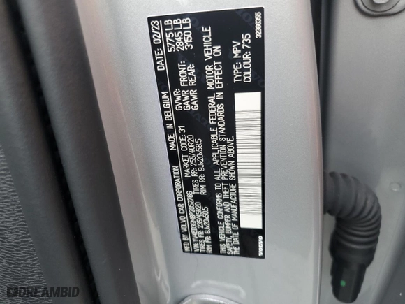 2023 Volvo C40 Recharge Pure Electric Ultimate with VIN YV4ED3GM8P2052766, listed as a Copart auction lot 72587604 with 42,283 mi miles and Salvage Title. Bid and sale history available at carsss.com. Image 12.