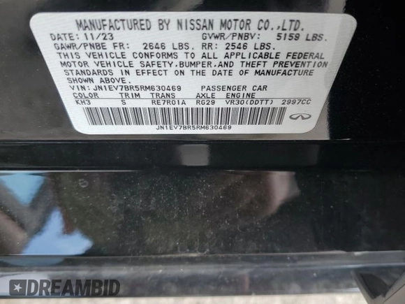 2024 Infiniti Q50 Luxe with VIN JN1EV7BR5RM630469, listed as a Copart auction lot 72450624 with 14,131 mi miles and Salvage Title. Bid and sale history available at DreamBid. Image 14.