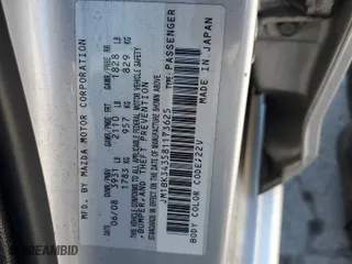 2008 Mazda Mazda3 s Grand Touring with VIN JM1BK343581173625, listed as a Copart auction lot 50391125 with 208,911 mi miles and Salvage Title. Bid and sale history available at carsss.com. Image 12.