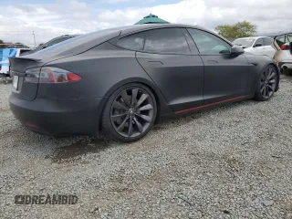 2017 Tesla Model S 100D with VIN 5YJSA1E22HF192735, listed as a Copart auction lot 54875055 with 100,537 mi miles and Salvage Title. Bid and sale history available at carsss.com. Image 3.