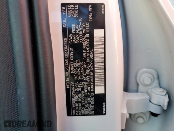 2019 Volvo XC60 Inscription with VIN LYV102RL0KB287438, listed as a Copart auction lot 50498045 with 60,633 mi miles and Salvage title. Bid and sale history available at DreamBid. Image 15.