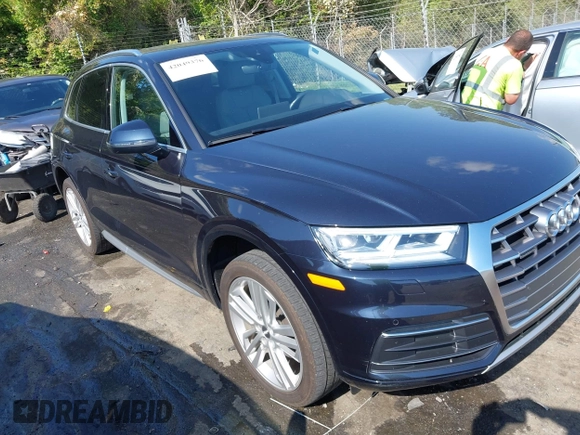 2018 Audi Q5 Premium Plus z VIN WA1BNAFY0J2217142, wystawiony jako IAAI lot #42049376 z przebiegiem 84 100 mil mil oraz . Historia ofert i sprzedaży dostępna na DreamBid. Obrazek 1.