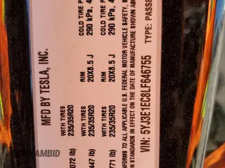 2020 Tesla Model 3 Performance z VIN 5YJ3E1EC8LF646755, wystawiony jako Copart lot #57224755 z przebiegiem 38 556 mil mil oraz Szkoda całkowita • Salvage title. Historia ofert i sprzedaży dostępna na DreamBid. Obrazek 13.
