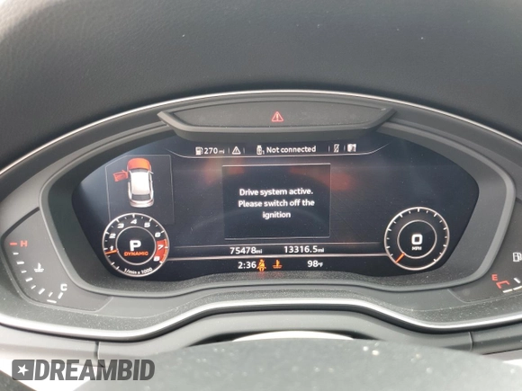 2018 Audi SQ5 Premium Plus with VIN WA1A4AFY0J2169916, listed as a Copart auction lot 65197153 with 75,478 mi miles. Bid and sale history available at carsss.com. Image 9.