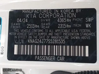 2025 Kia K5 LXS with VIN KNAG24J77S5281535, listed as a IAAI auction lot 41547243 with 15,255 mi miles. Bid and sale history available at carsss.com. Image 9.