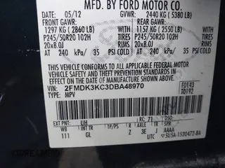 2013 Ford Edge Limited with VIN 2FMDK3KC3DBA48970, listed as a IAAI auction lot 40919749 with 156,392 mi miles. Bid and sale history available at carsss.com. Image 9.