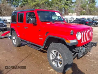 2018 Jeep Wrangler Unlimited Sahara z VIN 1C4HJXEN7JW224927, wystawiony jako IAAI lot #41515557 z przebiegiem 81 138 mil mil oraz . Historia ofert i sprzedaży dostępna na DreamBid. Obrazek 1.