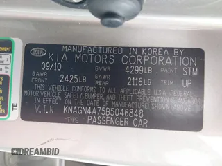 2011 Kia Optima EX with VIN KNAGN4A75B5046848, listed as a IAAI auction lot 41882138 with 81,800 mi miles and . Bid and sale history available at carsss.com. Image 9.