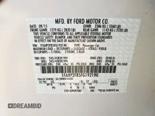2015 Ford Taurus Limited with VIN 1FAHP2F85FG192190, listed as a Copart auction lot 62029705 with 11,580 mi miles and Salvage title. Bid and sale history available at DreamBid. Image 12.