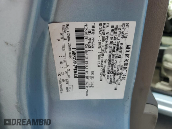 2009 Ford Focus SE z VIN 1FAHP35N49W186131, wystawiony jako Copart lot #57279205 z przebiegiem 85 285 mil mil oraz Szkoda całkowita • Salvage title. Historia ofert i sprzedaży dostępna na DreamBid. Obrazek 12.