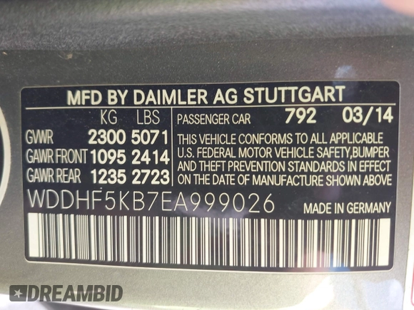 2014 Mercedes-Benz E 350 Sport with VIN WDDHF5KB7EA999026, listed as a IAAI auction lot 41929685 with 119,827 mi miles and . Bid and sale history available at carsss.com. Image 9.