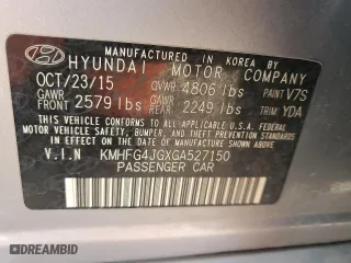2016 Hyundai Azera with VIN KMHFG4JGXGA527150, listed as a Copart auction lot 43466715 with 116,431 mi miles and Salvage Title. Bid and sale history available at carsss.com. Image 12.
