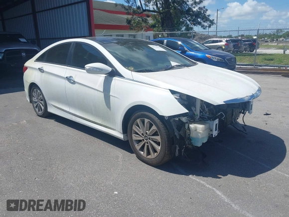2014 Hyundai Sonata SE with VIN 5NPEC4AC0EH875408, listed as a IAAI auction lot 41913833 with 87,001 mi miles and . Bid and sale history available at DreamBid. Image 1.