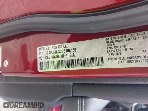 2023 Jeep Grand Cherokee Altitude with VIN 1C4RJHAG2P8108436, listed as a IAAI auction lot 42557174 with 28,015 mi miles and . Bid and sale history available at DreamBid. Image 9.