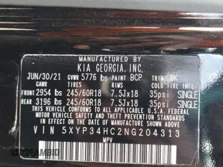 2022 Kia Telluride EX z VIN 5XYP34HC2NG204313, wystawiony jako Copart lot #47133735 z przebiegiem 41 567 mil mil oraz Szkoda całkowita • Salvage title. Historia ofert i sprzedaży dostępna na DreamBid. Obrazek 14.